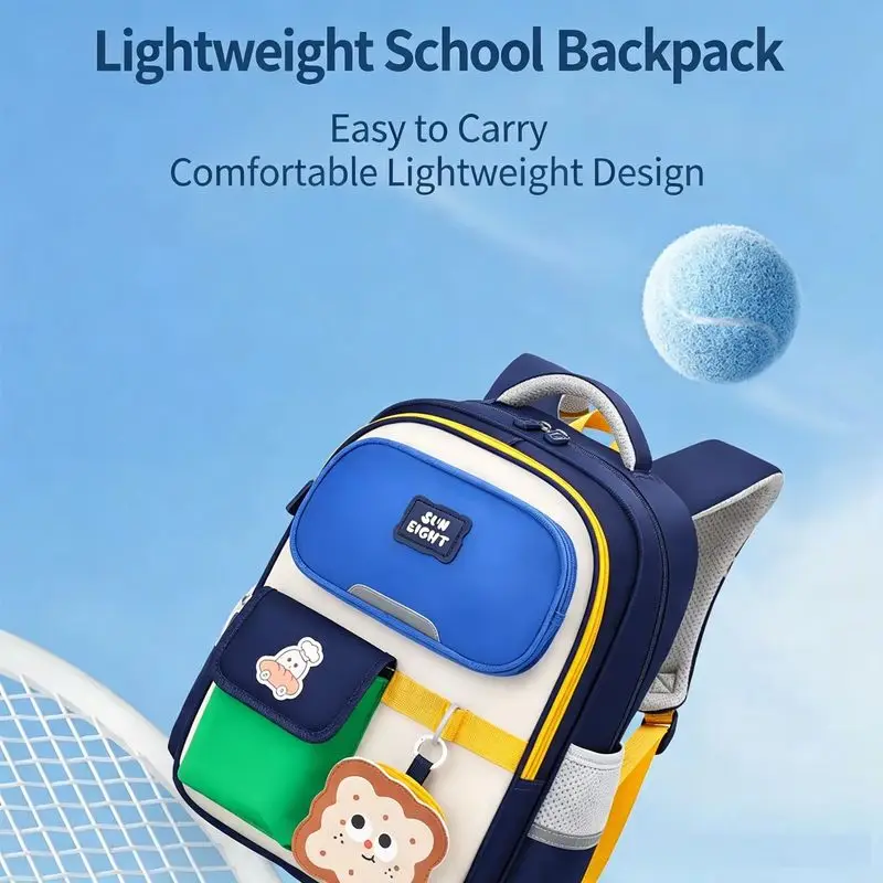 Sun Eight School Backpack Waterproof Spine Protection Pressure Relieving Large Capacity Casual Backpack For School Daily Travel