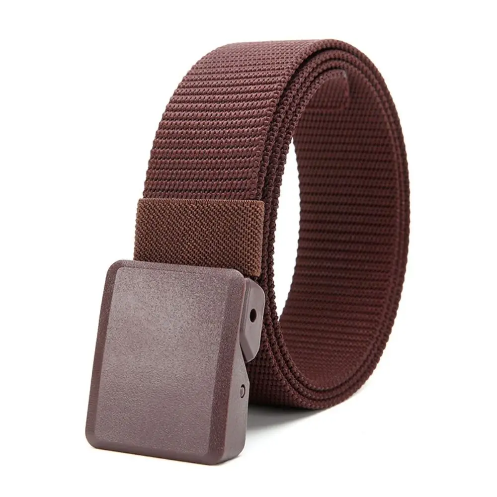 Fashion Adjustable Nylon Braided Belt Luxury Brand Design Casual Metal Free Waist Belt Leisure Plastic Buckle Waistband