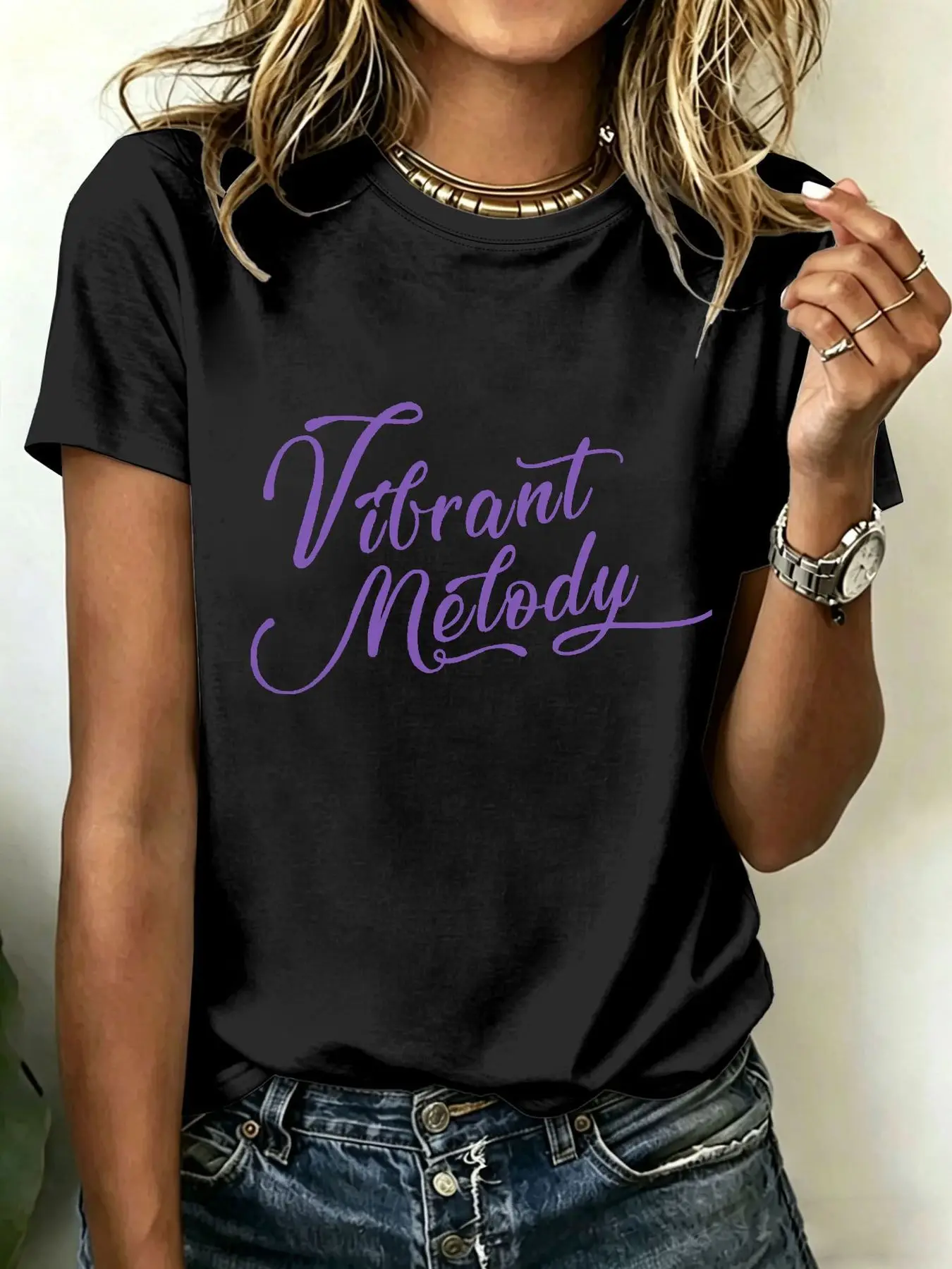 180-gram pure cotton Plus-size women's pure cotton T-shirts, comfortable, breathable, sweat-absorbing, stylish and versatile