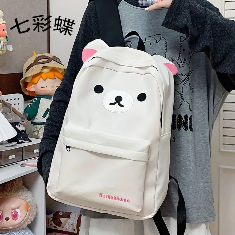 Cute Japanese Style Brown Bear Backpack Large Capacity Cartoon Student School Bag Soft Girl Versatile Casual Daily Travel Should