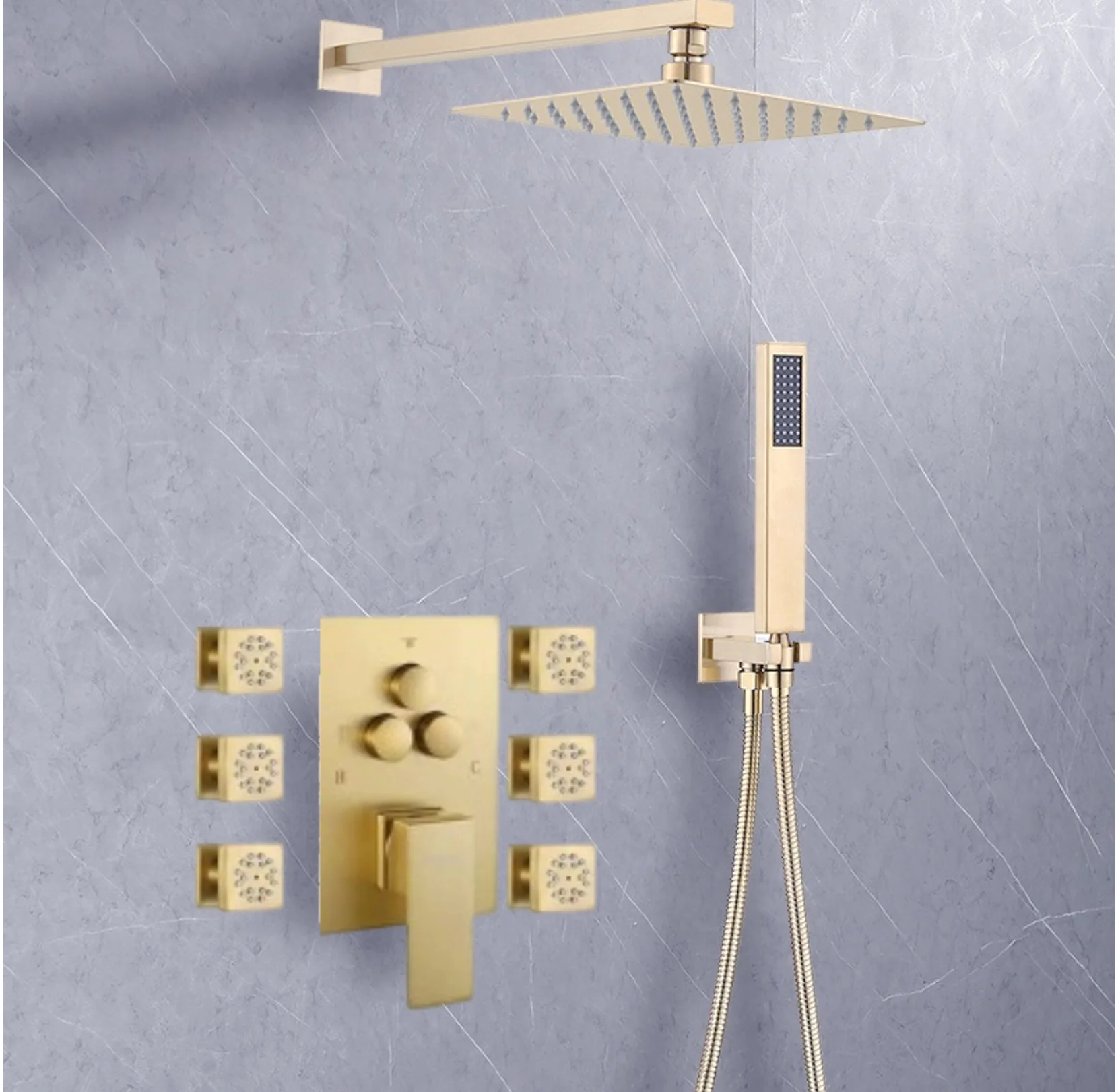 الاستحمام التجاري والمنزلي بأزرار نحاسية مخفية