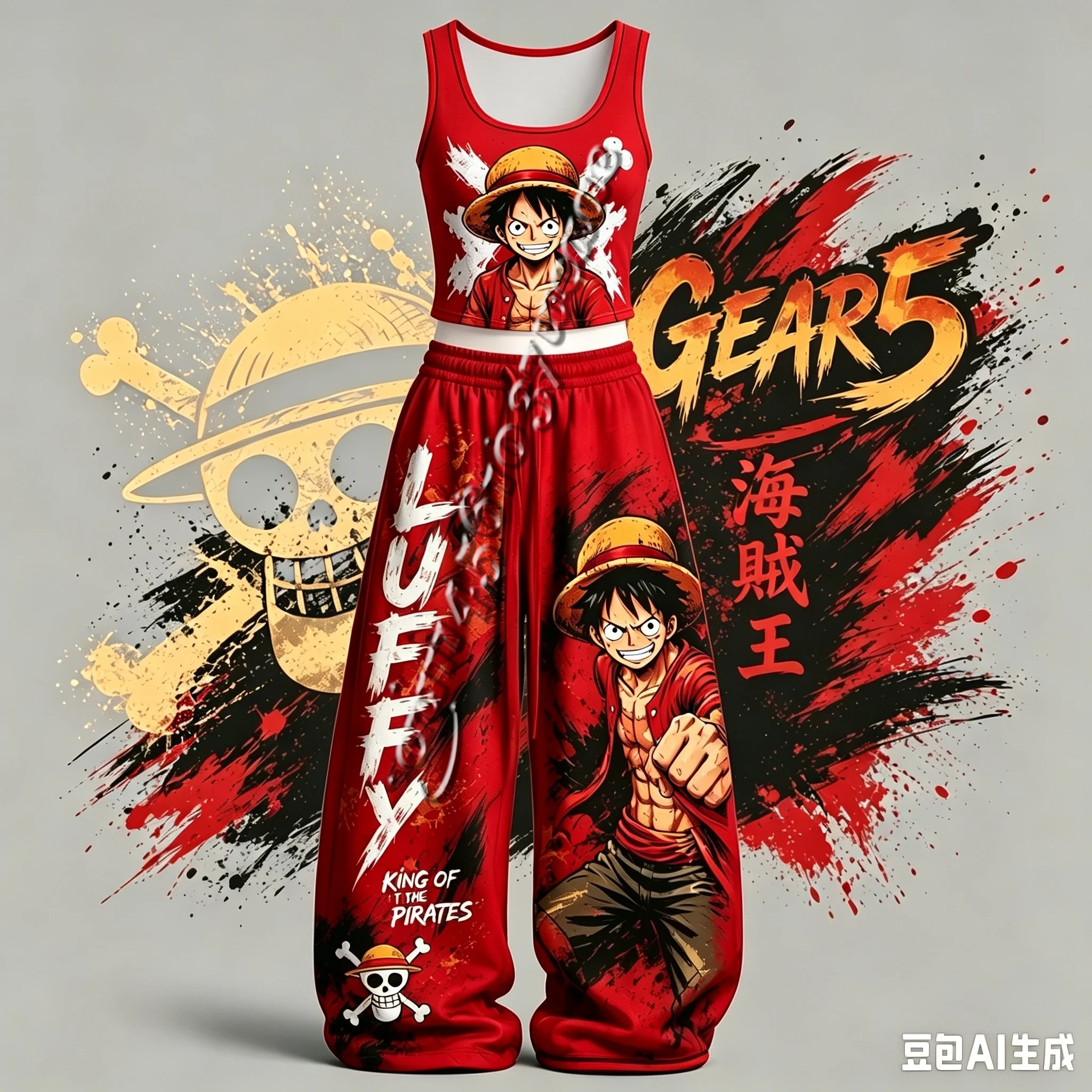 26/27One Piece Hancock Luffy Zoro Sanji Series Anime Character Tank Top Wide Leg Pants Set, Street Unisex  Outfit FamilyMatching