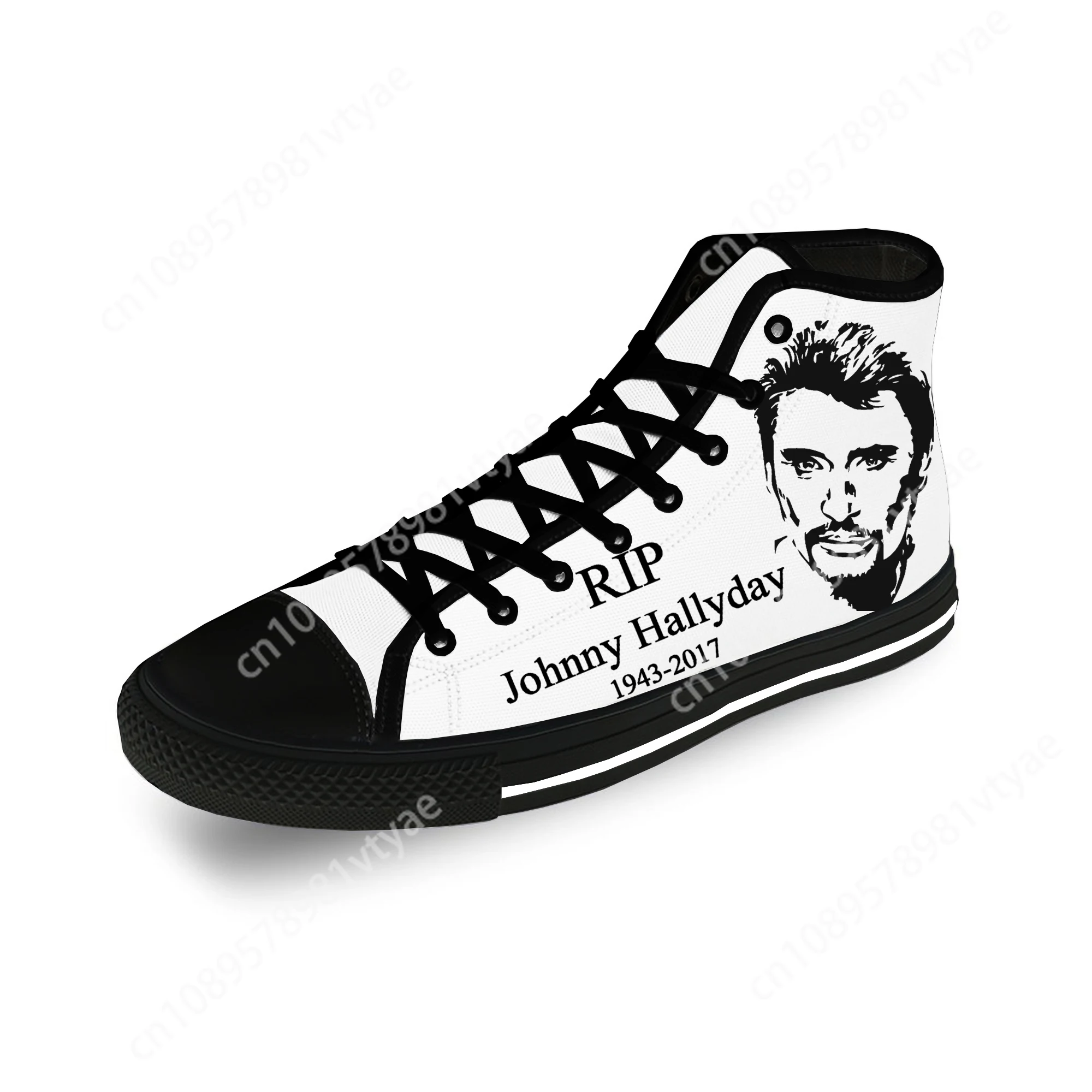 Frech Star Johnny Hallyday High Top Sneakers Mens Womens Teenager Casual Shoes Canvas Running Shoes 3D Print Lightweight shoe