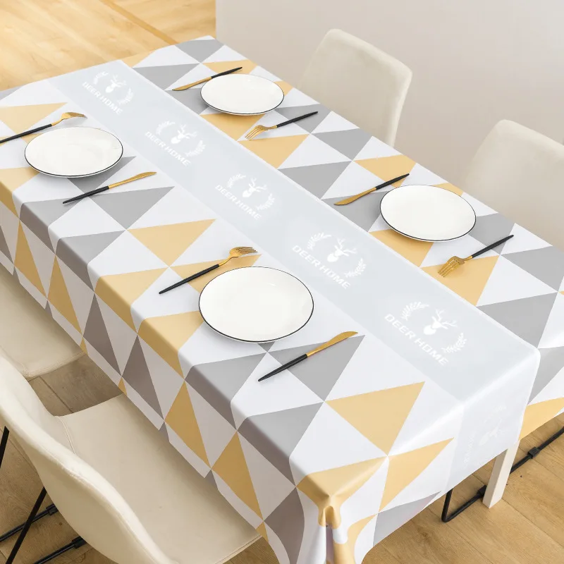 

Nordic Geometry Rectangle Tablecloth Kitchen Dining Table Decor Reusable Waterproof Fabric Tablecloth Holiday Party Decorations