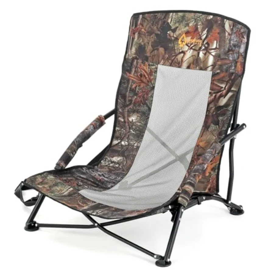 

Low-Profile Turkey Hunting Chair Folding Blind Seat with Mesh Comfort and Carry Strap 350LBS Weight Capacity