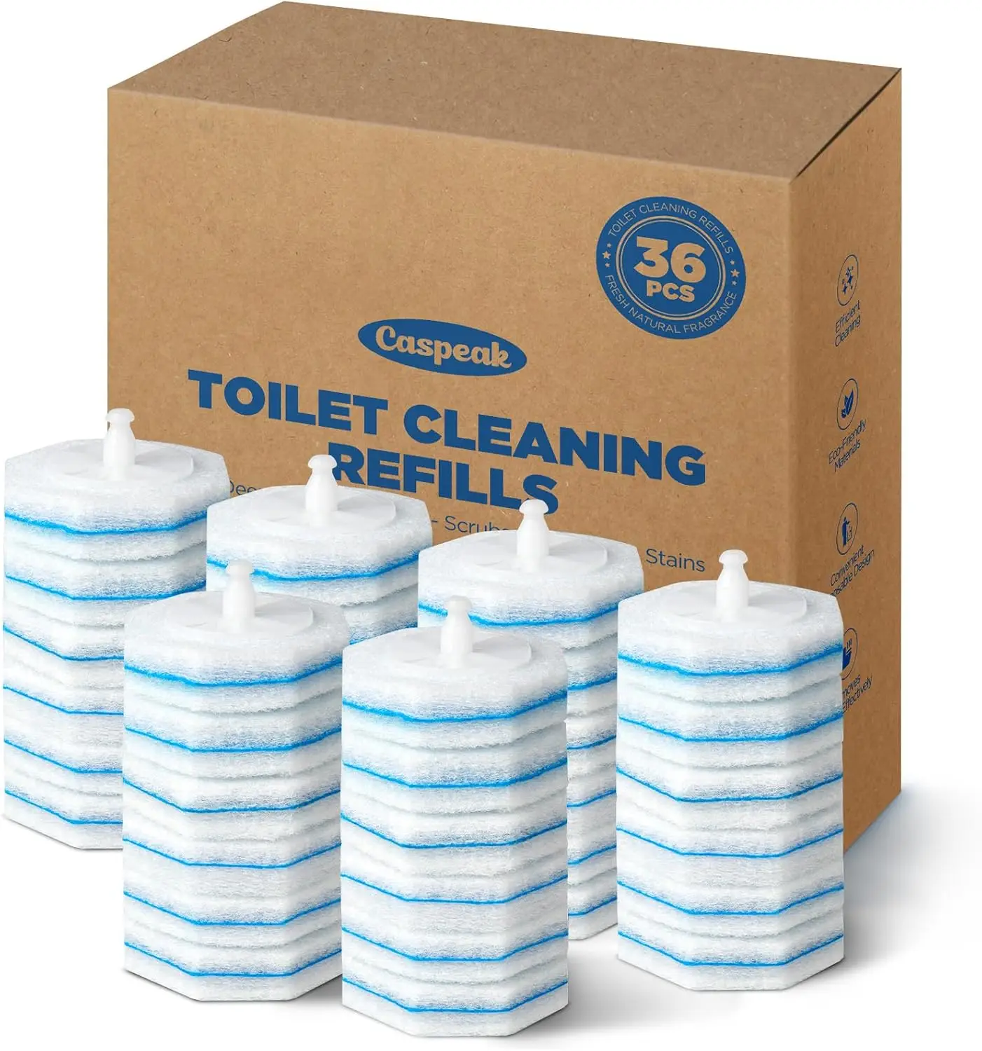 

36 Count Toilet Wand Refills, 5X Cleaning Power, High-Density Disposable Brush Scrubber - Fresh Scent