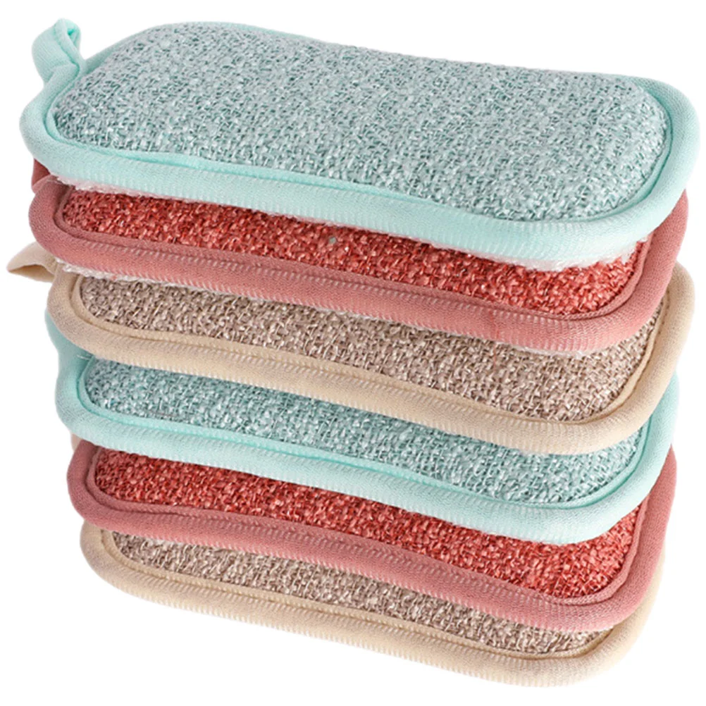 6 Pcs Cotton Sponge Work Dish Kitchen Multi-use Cleaning Gloves Linen Scrub Small Reusable Tools