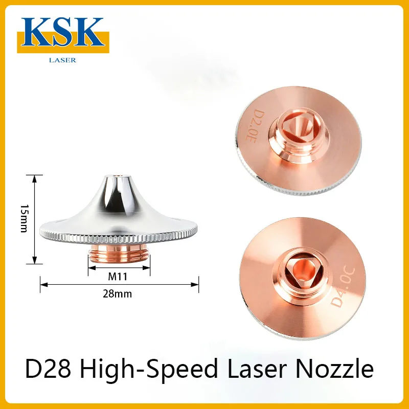 KSK Laser Han's Laser Cutting Nozzle Single/double-layer D28H15M11 Pointed Arc High-speed Anti-collision Copper Nozzle SP-S/DE