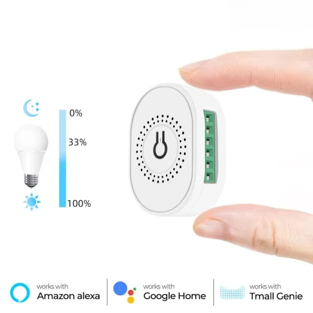 2pcs 2CH   Light Module Mini Smart Switch Wireless Connectivity Work with Alexa/Google Assistance PST-TMW02
