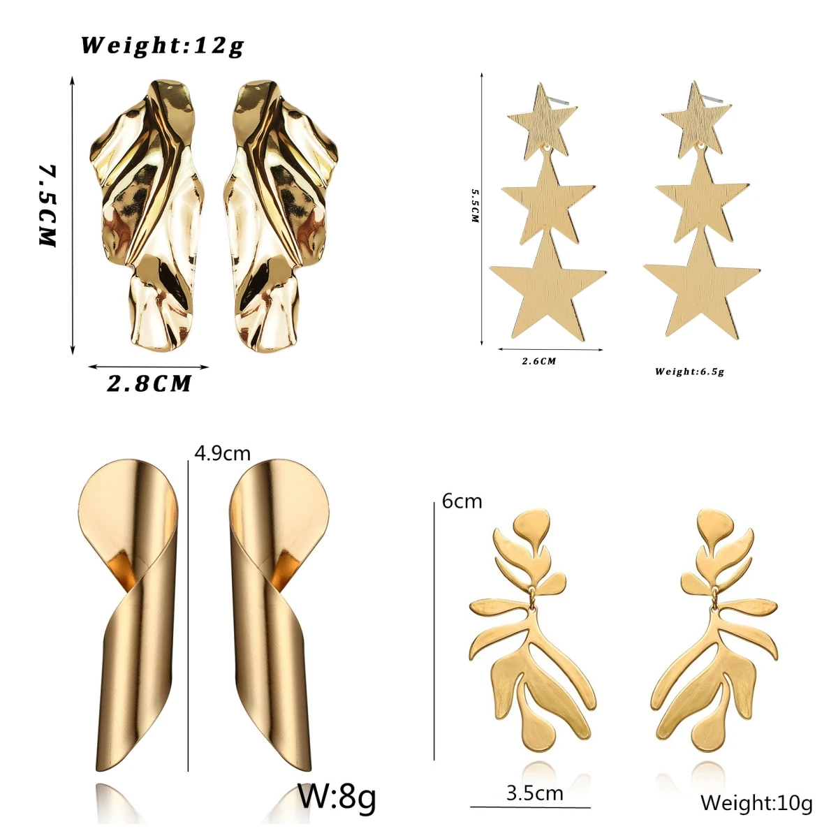 Retro Exaggerate Metal Statement Earrings for Women European Fashion Round Star Square Irregular Geometry Long  Earrings Jewelry