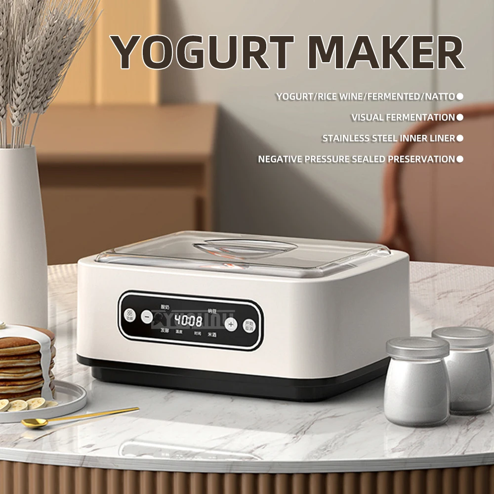 Máquina de fermentación natto de vino y arroz multifuncional de acero inoxidable 2025, máquina inteligente de yogur de temperatura constante de 9 tazas