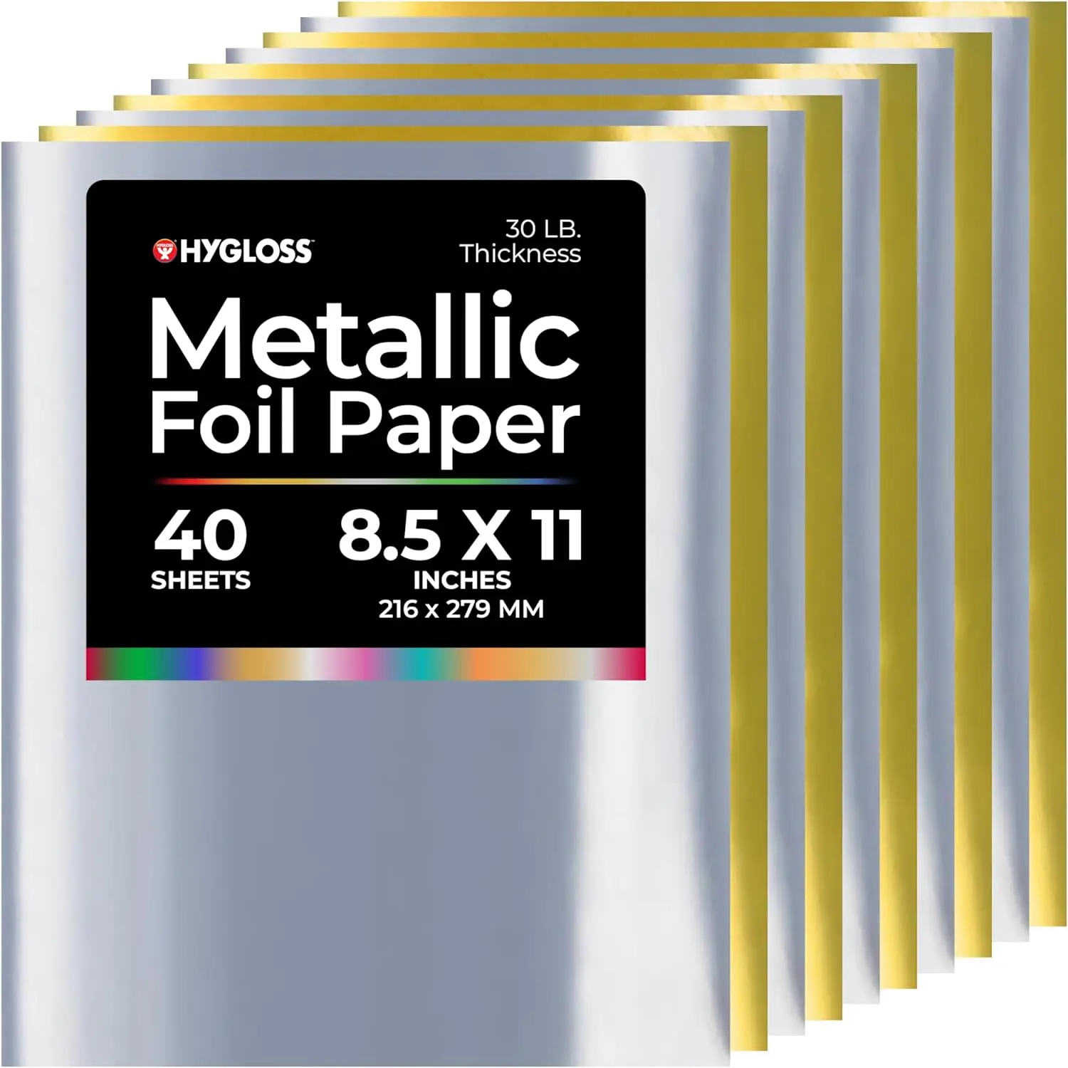 

40 Sheets Gold & Silver Metallic Foil Paper, 8.5x11 Inches for Crafts