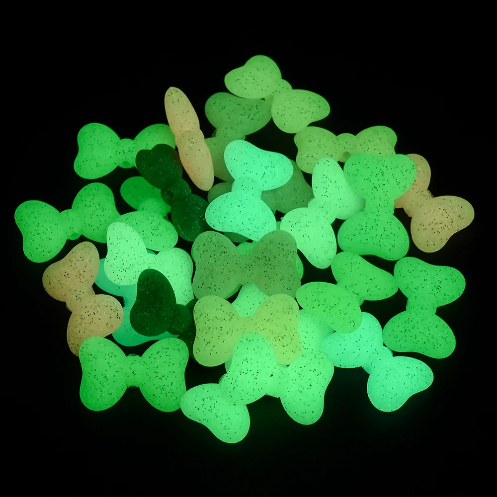 Silicone Luminous Bow Beads para o Bebê, Clipe de Chupeta, Colar, Jóias Fazendo Acessório, DIY Care Toy, BPA Free, 19x27mm, 10Pcs