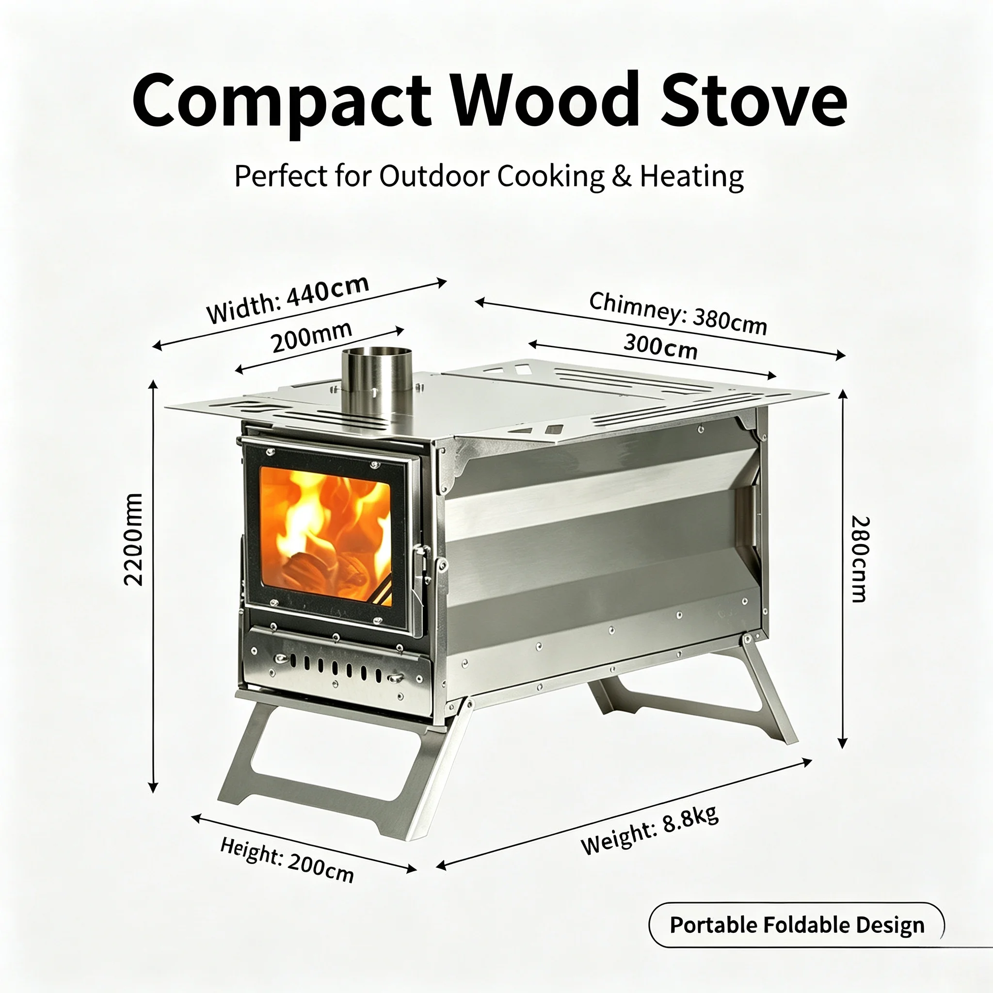 Factory Supply Portable Foldable Stainless Steel Camping Wood Stove for Tent Heating Outdoor Camping