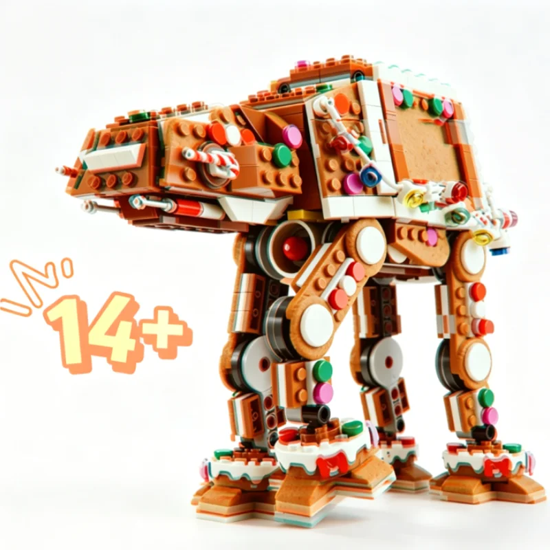 In Stock 2026 New Gingerbread At-at Walker With Figures Model Toys Diy Toys Building Blocks For Adults Christmas Birthday Gifts