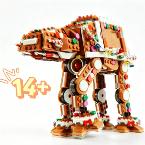 In Stock 2026 New Gingerbread At-at Walker With Figures Model Toys Diy Toys Building Blocks For Adults Christmas Birthday Gifts