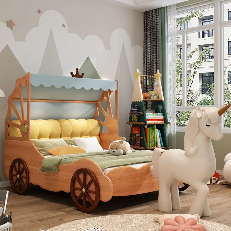 Pretty Princess Girl Bed Kids Solid Wood Oak Children Bed Storage Elegant Camas Moderrnas Inteligentes Bedroom Furniture