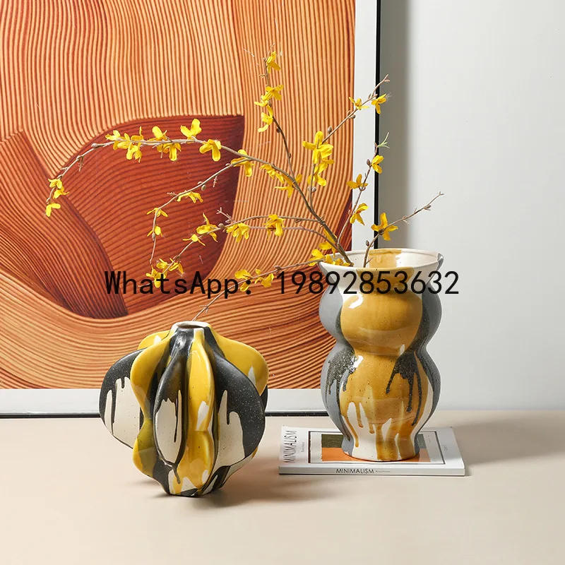 

Creative Ceramic Vase Painted Flowerpot Geometric Star Fruit Flower Vase Flower Arrangement Accessories Home Decoration
