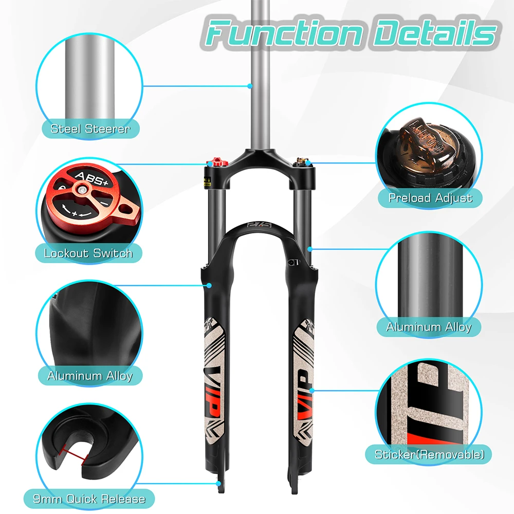 BUCKLOS Fahrradgabel 26 27,5 29 Zoll Luft-MTB-Gabel 9*100mm 15*100mm Federung Mountainbike-Gabeln Gerade/Konische Gabelschaft – Detail 38