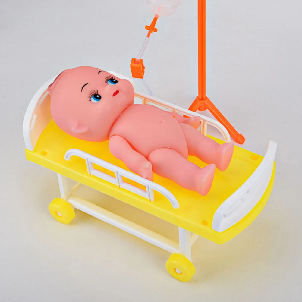 Simulado cama médica mini brinquedo hospitalar jogando casa suprimentos de jogo garrafa de infusão cena decoração médico kits de simulação novo