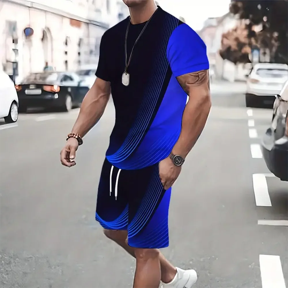 Summer Casual Round Neck Short-Sleeved T-Shirt Fashion Shorts Suits Summer Loose Men\'s Two-Piece Sets Sportwear 2024 New Design