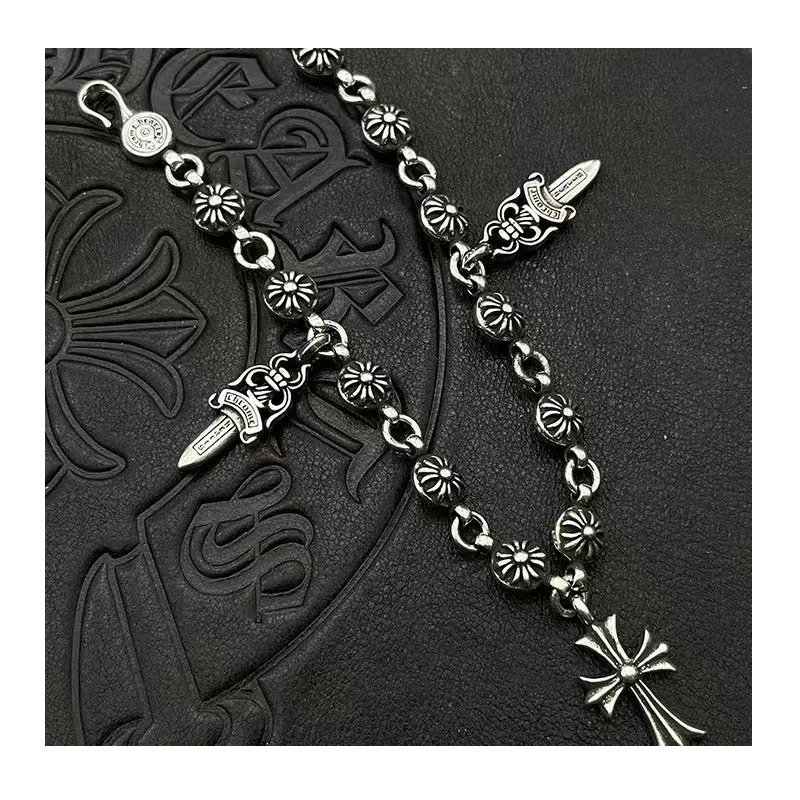 

Модный брендовый браслет в стиле ретро с крестом, цветком и шариком, с подвеской в виде меча-креста, в стиле хип-хоп, брутальный, для индивидуальных образов