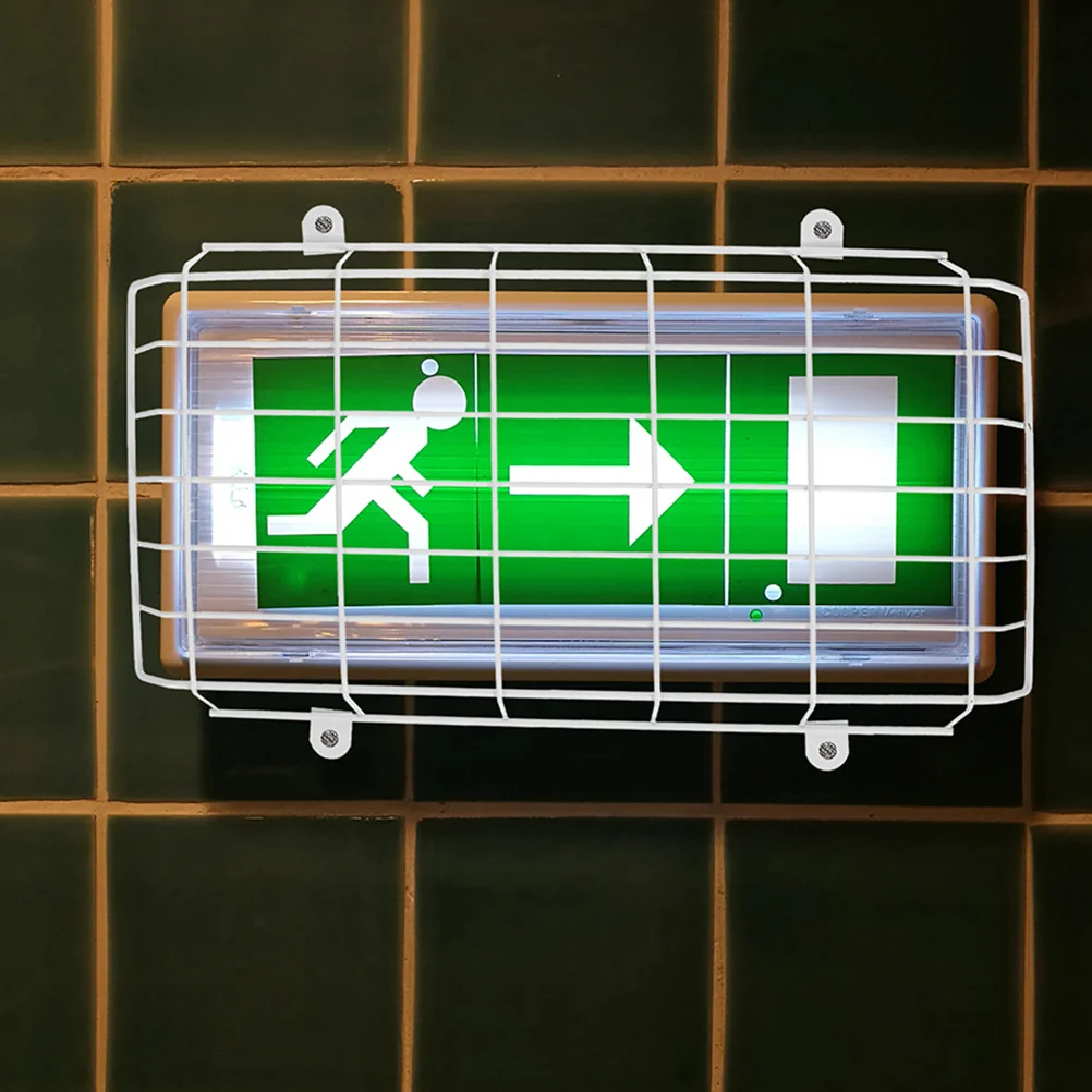 2pcs Exit Sign Guard Metal Emergency Light Protective Cover Wall Mount For Safety Protection In Cinema Mall Theater Decor