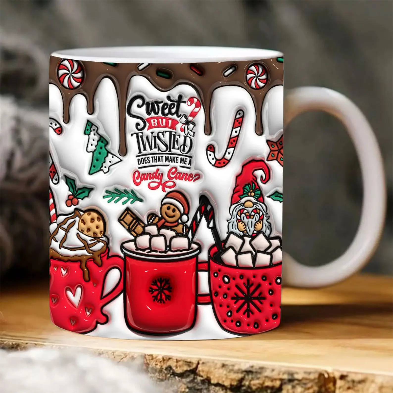 

350ml 3D Christmas Gingerbread Man Creative Personalized Ceramic Coffee Mark Tea Cup