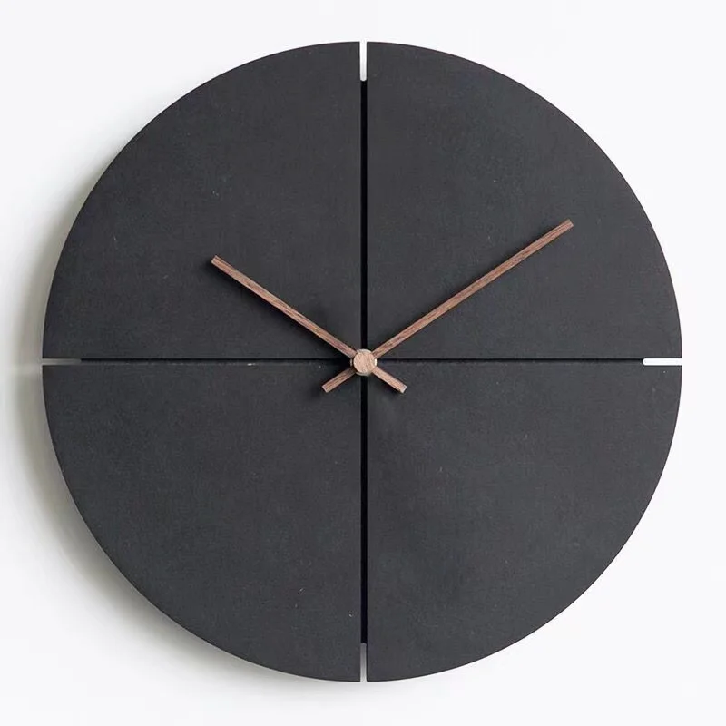 

Nordic Minimalist Wooden Mute Wall Clock Black Personality Household Elegant Wall Clocks for Living Room Kitchen Home Decoration