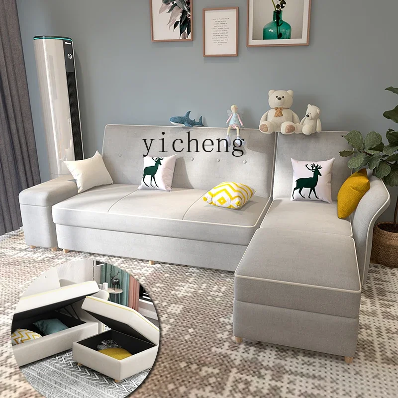 TQH Modern Simple Living Room Bottom Storage Multifunctional Leave-in Technology Cloth Sofa Bed Household