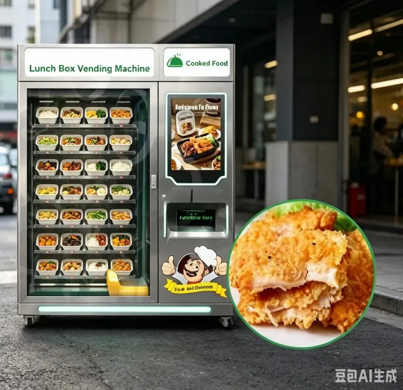 Automatic Heated Microwave Oven 21.5inch Touch Screen Lunch Box Fast Frozen Food Vending Machine SDK Cloud-Based Customized