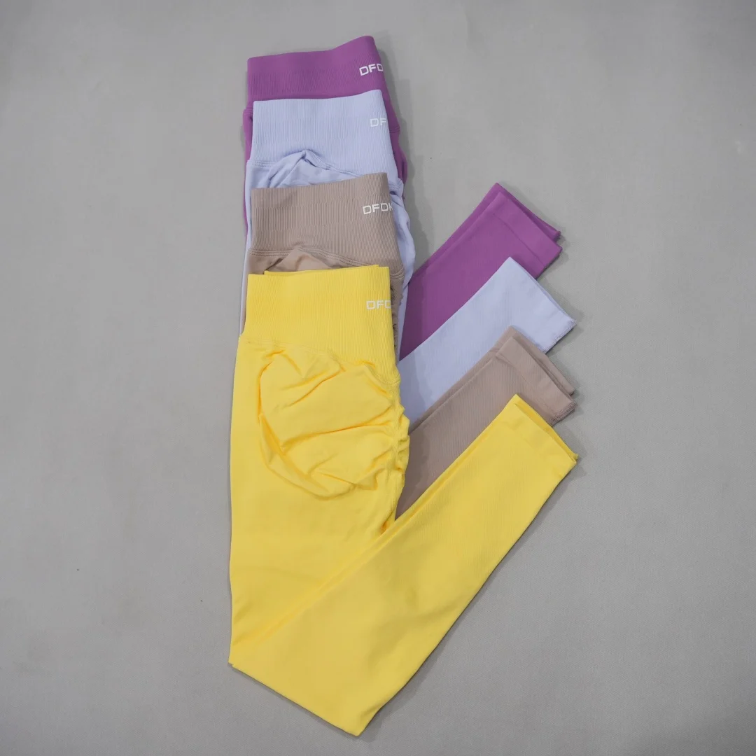 DF-LOGO New Women Seamless High Waist Yoga Leggings Butt Lifting Compression Tummy Control Gym Running Workout Slim Sports Pants