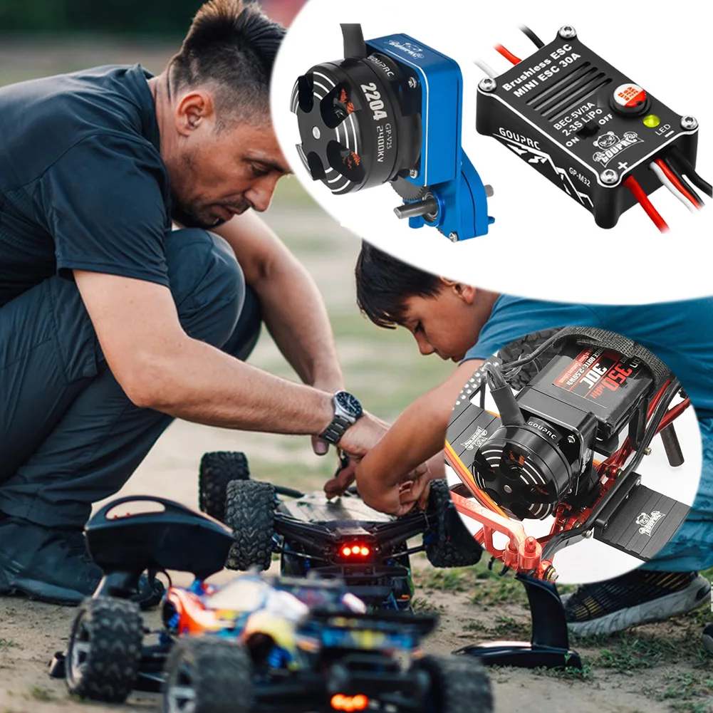 2204 2400KV Brushless Outrunner Motor with Transmission and ESC for SCX24 RC Crawler Axial 1/24 RC Car Truck