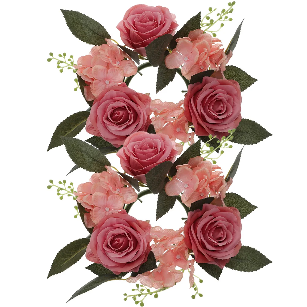 

2Pcs Artificial Wreath Vintage Plastic Wreaths Rose Rings Table Artificial Wreath Adorn DecorationsC leWreath