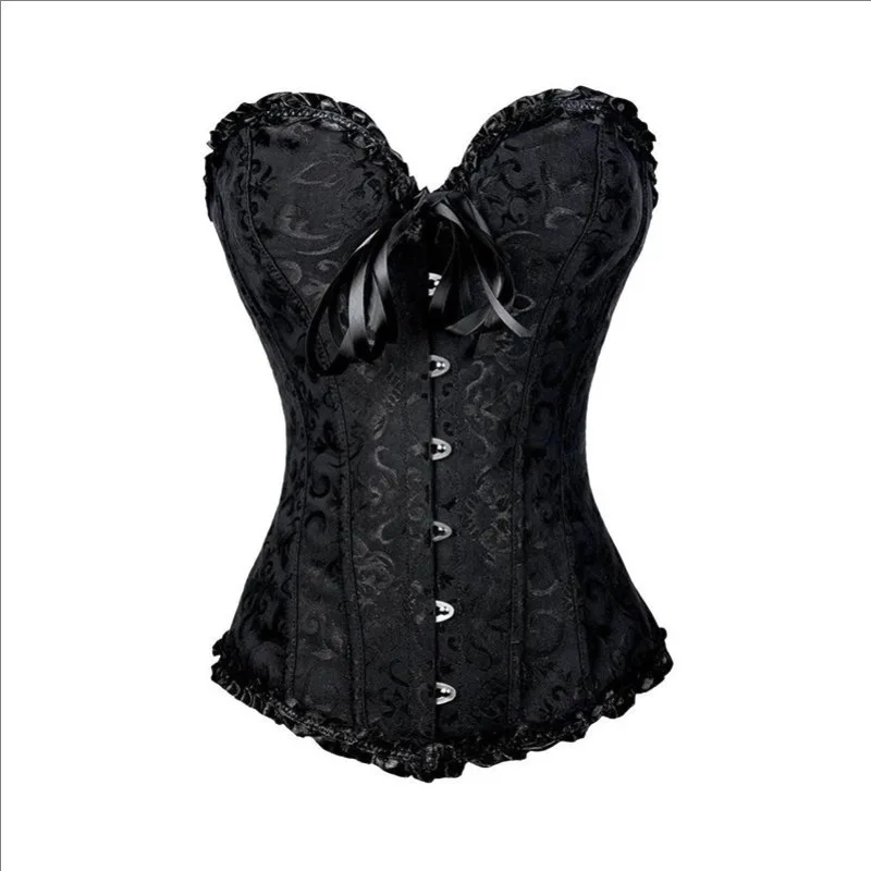

BurVogue Women Lace Up Sexy Floral Boned Corset Overbust Body Shaper BustierLingerie Bodyshaper Top Corsets Top
