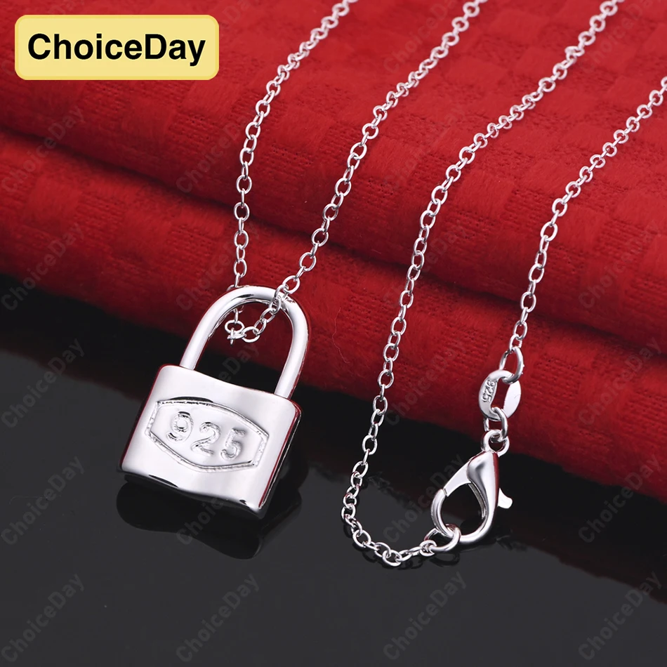 

ChoiceDay 925 Sterling Silver Delicate Lock Pendant Necklace Women's Gift Wedding Jewelry Party Accessories