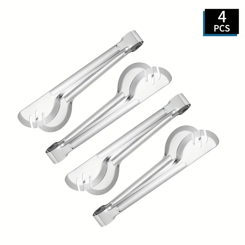 4-Piece Stainless Steel Serving Tongs Set - Perfect For Sandwiches, Bbqs, Salads & More - Durable Kitchen Utensils For , Restaur