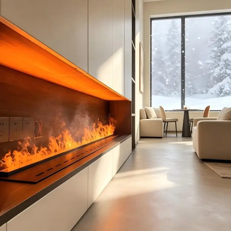 Custom Size 3D Vapor Fireplace Insert for Villa and Hotel Lobby Decoration Smart Home Integrated Water Vapor Fireplace Insert
