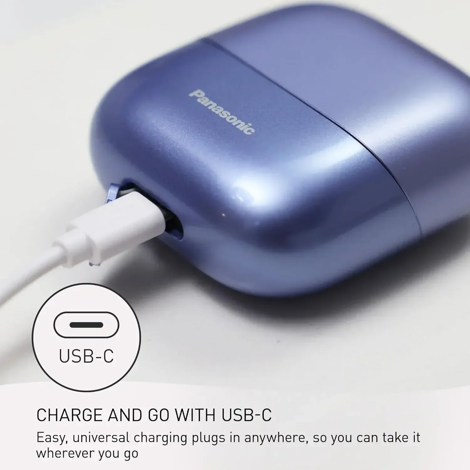 ماكينة حلاقة يمين للسفر من باناسونيك للنساء، ماكينة حلاقة كهربائية محمولة مع شحن USB-C، نظام قطع 3 شفرات للجفاف/الرطب