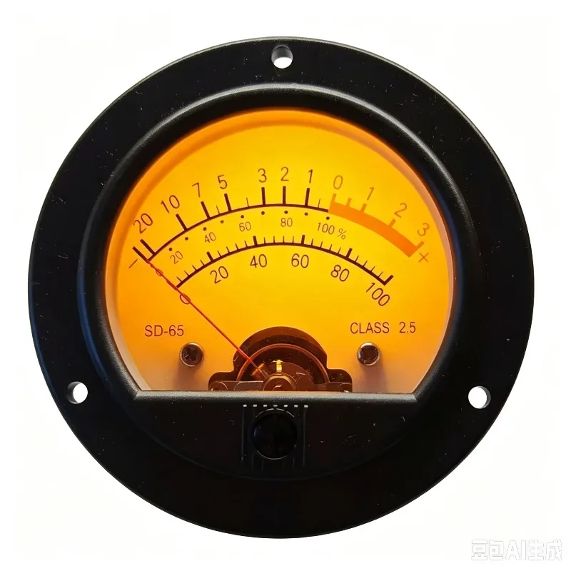 SD-65 Circular Black Pointer Meter Head Retro Dial Vu Meter Level Voltage Strap Yellow Backlight Customizable Blue Backlight