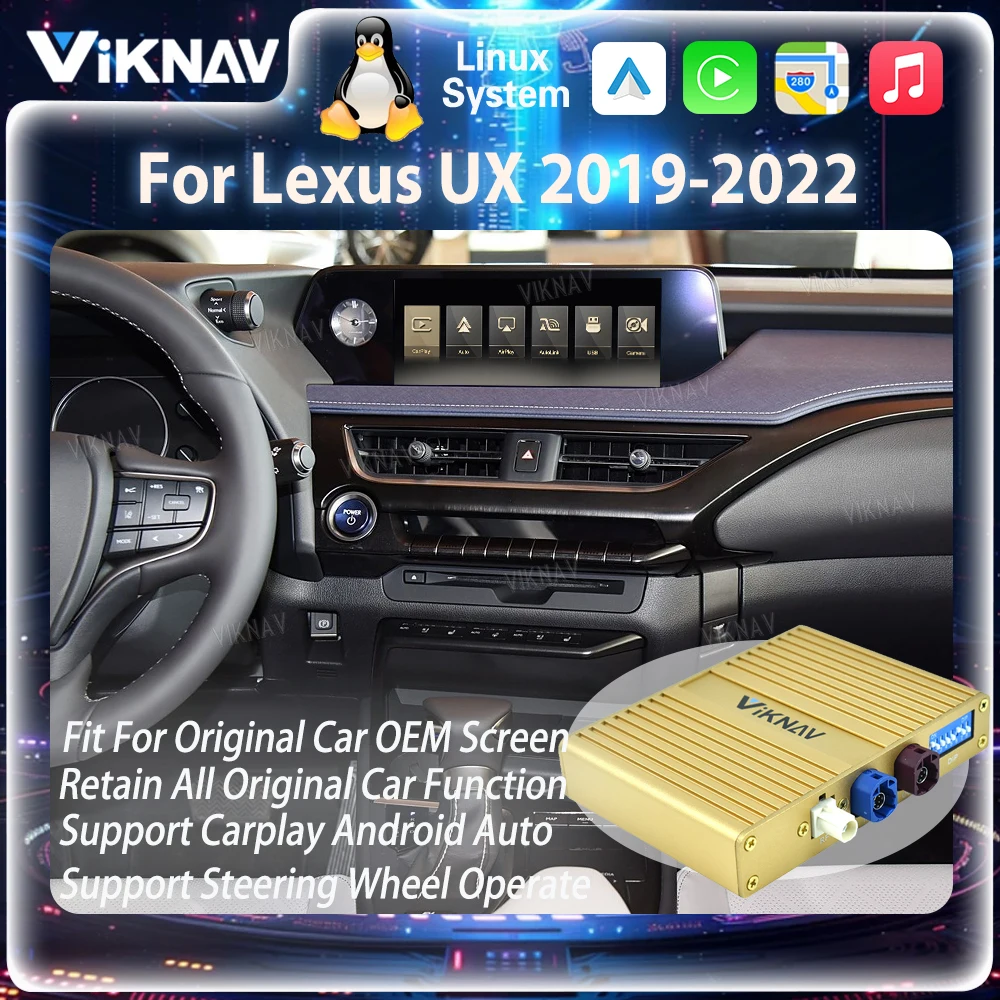 Viknav For Lexus UX 2019-2022 Linux Interface Box Fit For Original Car OEM Screen Wireless Apple CarPlay Android Auto