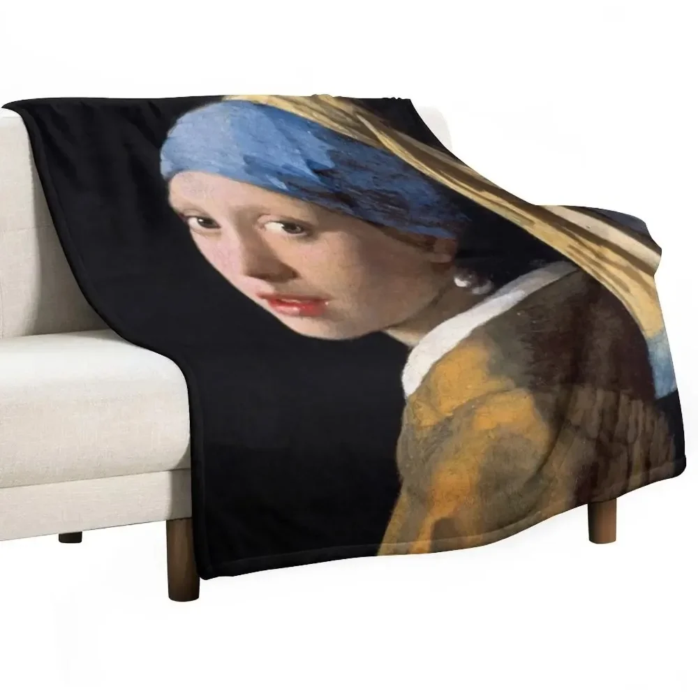 Vermeer - Girl with a Pearl Earring Throw Blanket Flannels Cute Plaid sofa bed halloween Blankets