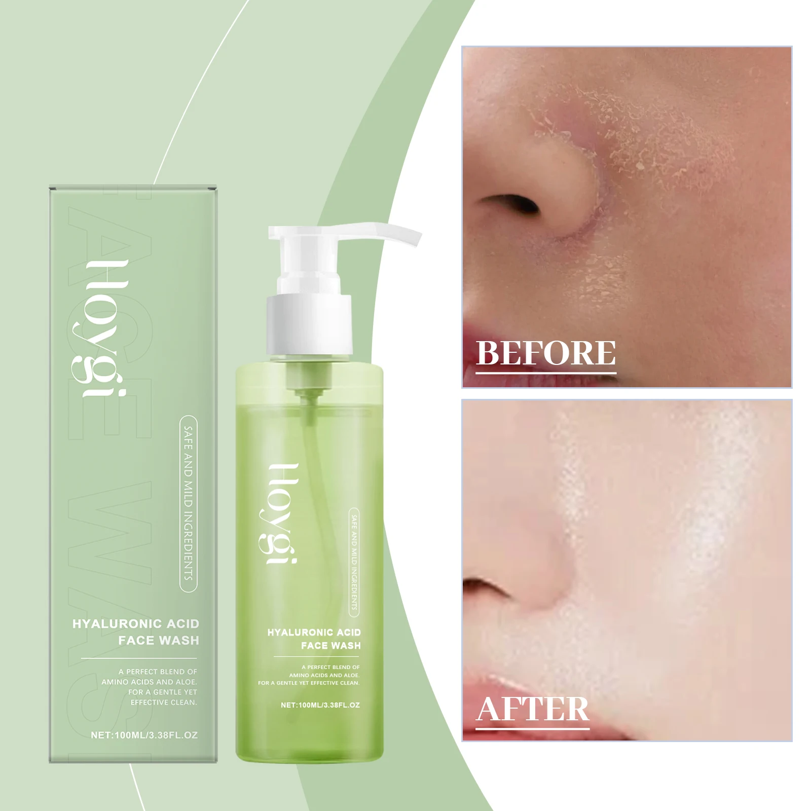 Hyaluronsäure-Gesichtswaschmittel – 100 ml/3,38 oz Sanfter Reiniger mit Aminosäuren