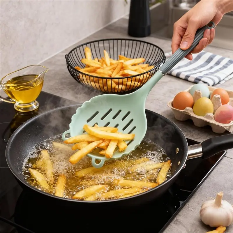 THIVN-High-Temperature Slotted Spoon Non-Stick Cooking Slotted Colander Spoon Kitchen Noodle Scoop
