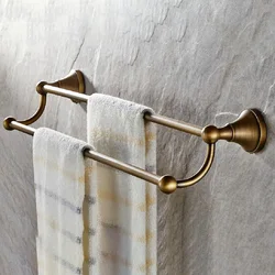 Antique Brass Wall Mounted  Double Towel Rail Holder Rack Bathroom Accessories Towel bar Towel holder tba077