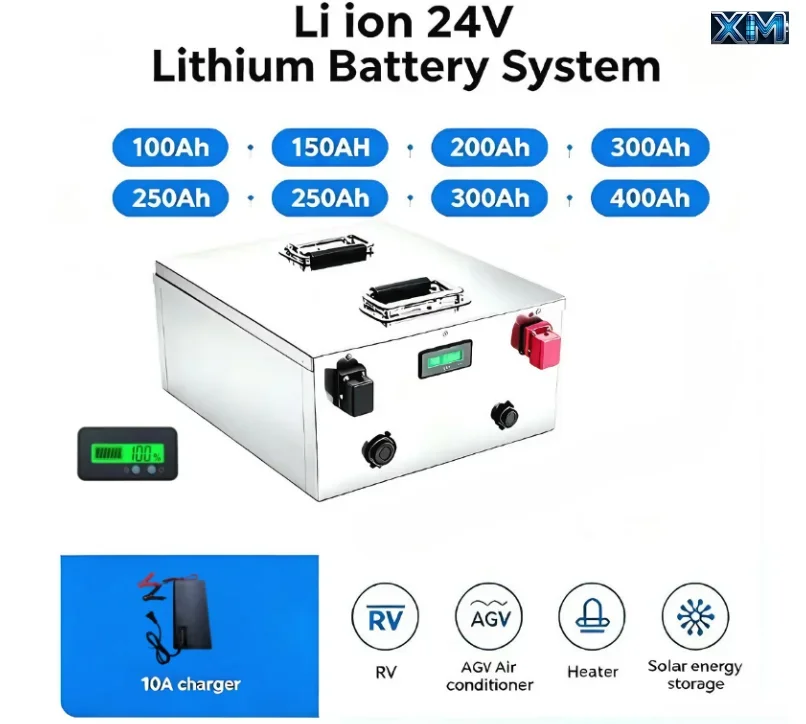 24V lithium battery, 100Ah 200Ah 300Ah 400Ah 450Ahoff‑grid residence, off‑grid home, RV camper, recreational vehicle, off‑grid s