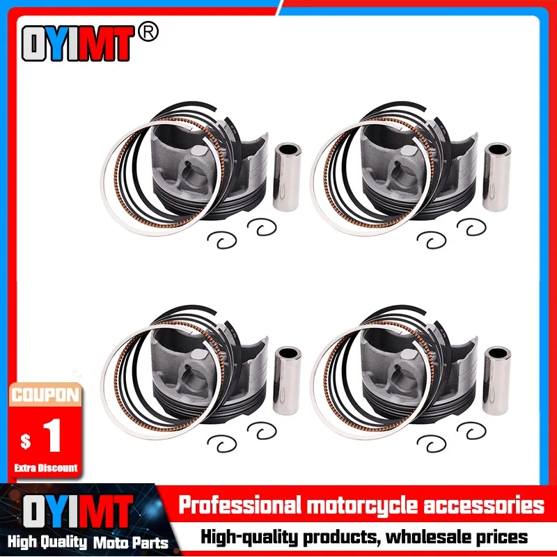 4pcs Piston Rings Kit STD +25 +50 +100 67mm 67.25mm 67.5mm 68mm For YAMAHA YZF-R6 ZF600W 13S-11631-00-00 Motorcycle Engine Parts
