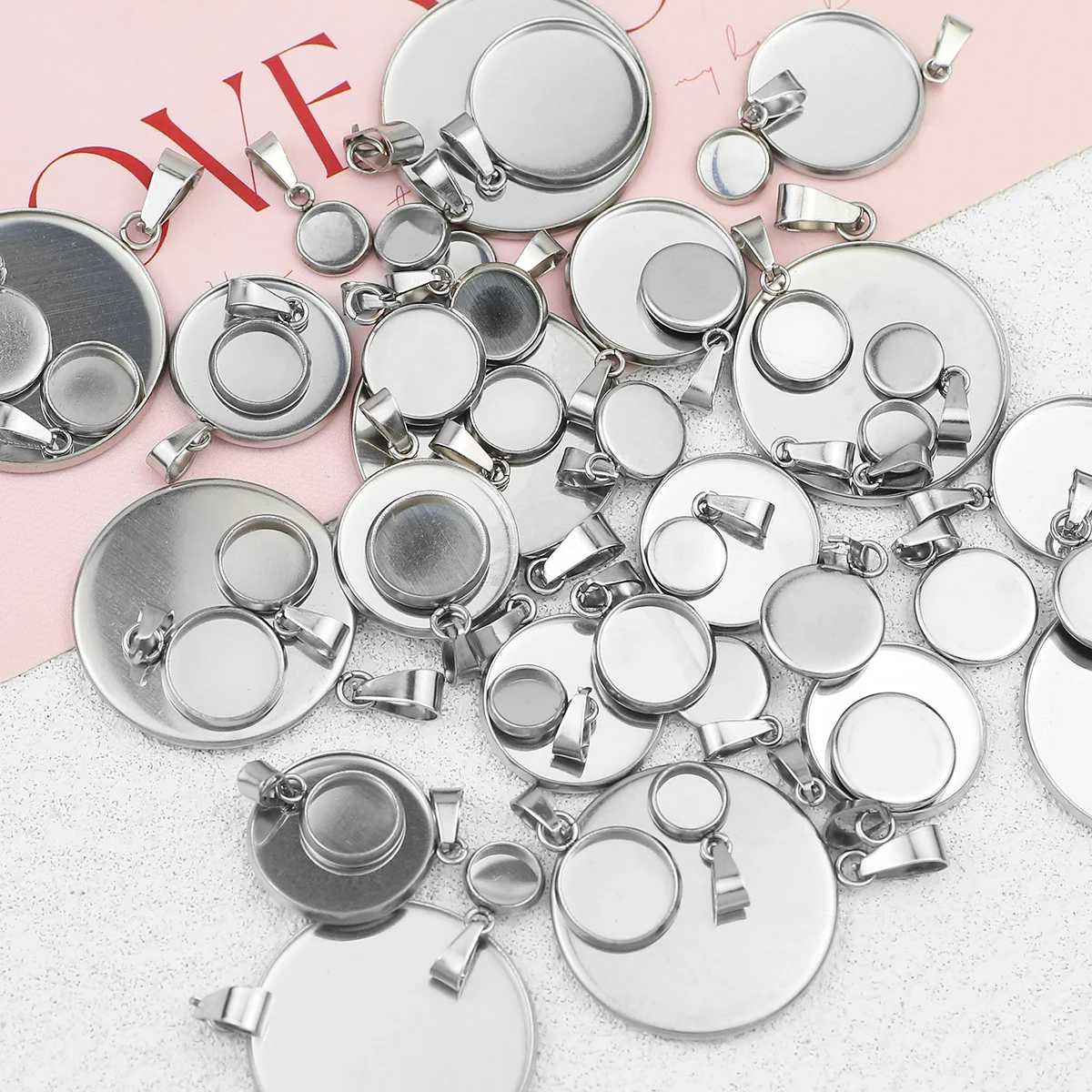 10pcs Stainless Steel Round Blank Base for Pendants Tray 6/8/10/12/14/16/18/20/25mm Cabochon Cameo Bases Setting Jewelry Making