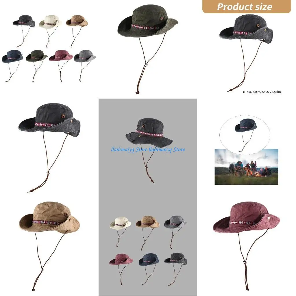 

573B Breathable Unisex Denims Hat Western Styles Hat Sun Blocking Hat Daily Wear Hat for Hiking and Camping