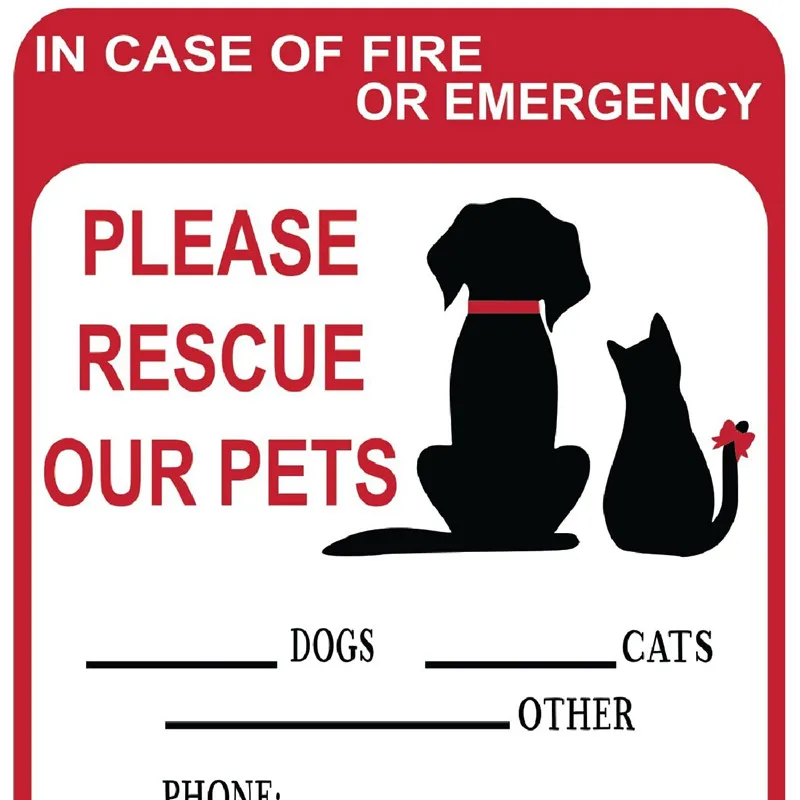 10 Pcs Pet Rescue Warning Stickers 5*4inch Save Pets In Emergency Situations Prompt Sticker Danger Pet In House Window Door Sign